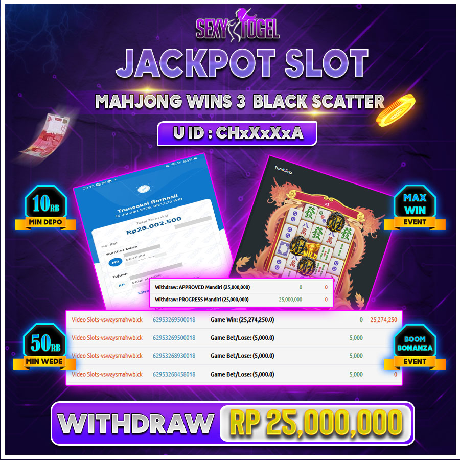 SEXYTOGEL JACKPOT SLOT MAHJONG WINS 3  BLACK SCATTER Rp.25.000.000.,-LUNAS